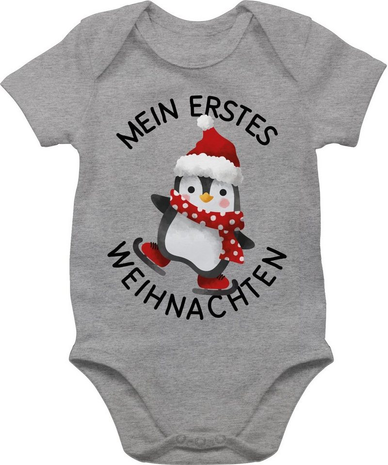 Shirtracer Shirtbody Mein erstes Weihnachten mit Pinguin - schwarz Weihnachten Kleidung Baby von Shirtracer