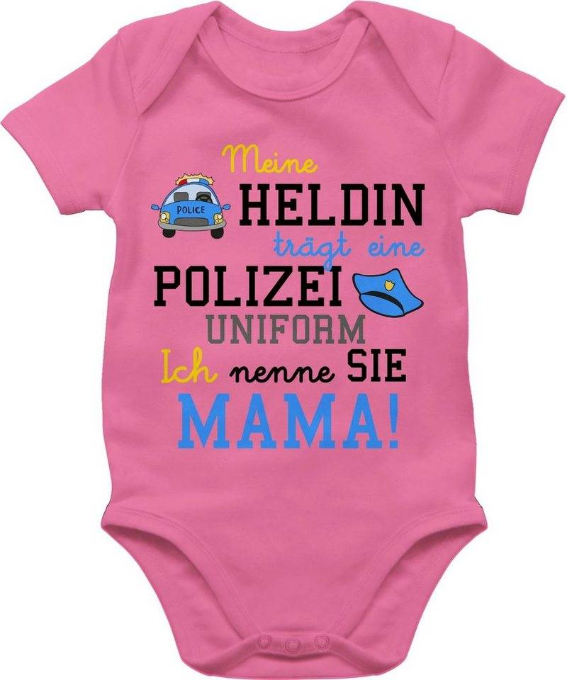 Shirtracer Shirtbody Meine Heldin trägt eine Polizei Uniform Mama - Geschenk zur Geburt Pol Event Geschenke Baby von Shirtracer