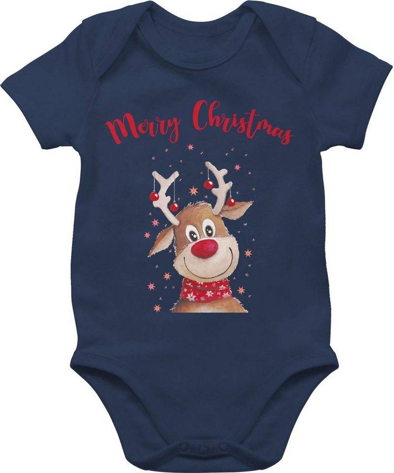 Shirtracer Shirtbody Merry Christmas Rentier I Elch Weihnachten Kleidung Baby von Shirtracer