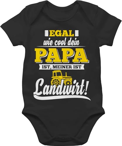 Baby Body Junge Mädchen - Sprüche - Egal wie Cool dein Papa meiner ist Landwirt - 6/12 Monate - Schwarz - babystrampler strampler mit spruch sprüche. babybuddy süße lustige baby-kurzarmbodys von Shirtracer