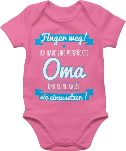 Baby Body Junge Mädchen - Sprüche - Ich habe eine verrückte Oma blau - 1/3 Monate - Pink - sprüchen omas bodys babybody mit spruch spruche enkel babysachen aufschrift lustige babygeschenke babci von Shirtracer