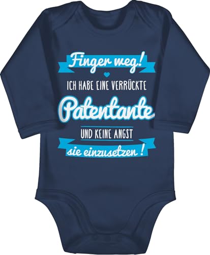 Shirtracer Baby Body langarm Mädchen Junge - Ich habe eine verrückte Patentante - 12/18 Monate - Navy Blau - patenkind geschenk patentanten paten babybody strampler patin taufpate babybodys klamotten von Shirtracer