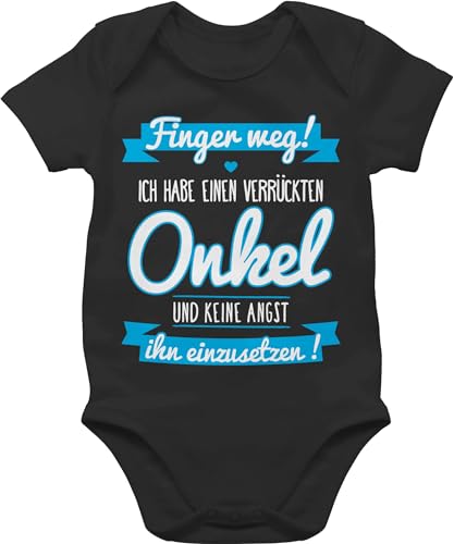 Body Junge Mädchen - Sprüche - Ich habe einen verrückten Onkel - Baby Kleinkind Geschenk - 18/24 Monate - Schwarz - babykleidung mit sprüchen lustige lustig mein babystrampler jungen outfit von Shirtracer