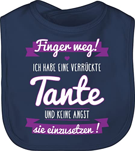 Baby Lätzchen - Ich habe eine verrückte Tante Lila - Unisize - Navy Blau - taufgeschenke aunt aunty kinderlatz tauf geschenk tantes teyze babylätzchen babysachen mädchen babygeschenke von family von Shirtracer