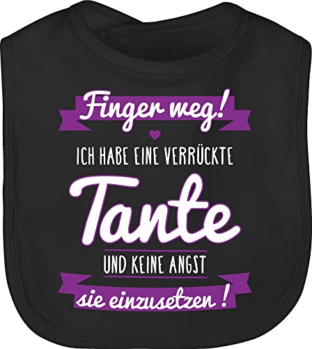 Shirtracer Baby Lätzchen - Ich habe eine verrückte Tante Lila - Unisize - Schwarz - klamotten geschenk aunt babylatz sachen für jungs aunties bestie latz mädchen crazy baumwoll spruch verrückt lätze von Shirtracer