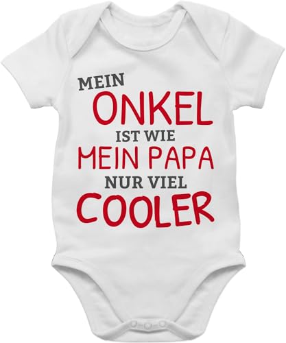 Shirtracer Baby Body Junge Mädchen - Sprüche - Mein Onkel ist wie mein Papa nur cooler - 12/18 Monate - Weiß - lustige babykleidung strampler mit lustigen sprüchen babygeschenke lustig als babybodys von Shirtracer