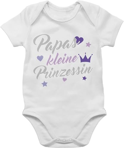 Shirtracer Baby Body Junge Mädchen - Geschenk zum Vatertag - Papas kleine Prinzessin - 1/3 Monate - Weiß - papas+prinzessin+strampler vatertagsbody papatagsgeschenk daddy bodys strampler mit sprüchen von Shirtracer