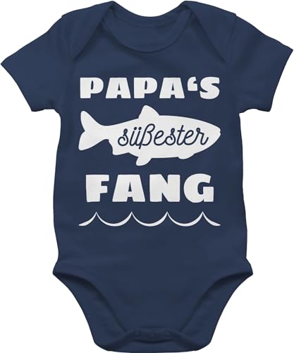 Shirtracer Baby Body Junge Mädchen - Geschenk zum Vatertag - Papas süßester Fang - 1/3 Monate - Navy Blau - geschenke für frische väter vatertagsbody papatagsgeschenk dad bodys babyshowergeschenk von Shirtracer