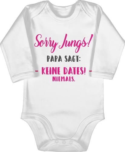 Shirtracer Baby Body langarm Mädchen Junge - Sprüche - Sorry Jungs Papa sagt keine Dates - 6/12 Monate - Weiß - dad daughter babybodys mit aufschrift kein date babystrampler babygeschenk lustig von Shirtracer