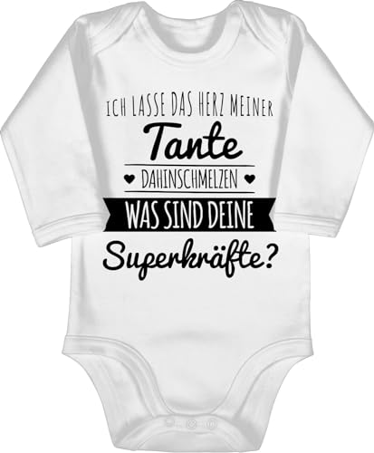 Baby Body langarm Mädchen Junge - Tante Herz dahinschmelzen - 6/12 Monate - Weiß - baby-kleidung geschenk aunt babybody sachen für neffen babygeschenke von auntie babykleidung nichte babygeschenk von Shirtracer