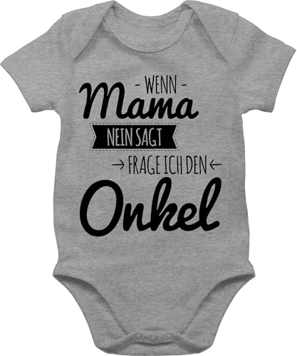 Shirtracer Baby Body Junge Mädchen - Sprüche - Wenn Mama nein sagt frag ich den Onkel - 3/6 Monate - Grau meliert - bedruckte strampler von babymode witzig spruch uncle bodys für neffen Shirtracer Baby Body Junge Mädchen - Sprüche - Wenn Mama nein sagt frag ich den Onkel - 3/6 Monate - Grau meliert - bedruckte strampler von babymode witzig spruch uncle bodys für neffen von Shirtracer