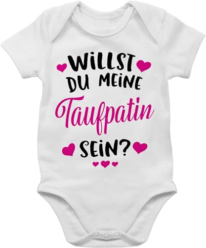 Baby Body Junge Mädchen - Patentante - Willst du meine Taufpatin sein? - fuchsia - 3/6 Monate - Weiß - werden babystrampler geschenk weihnachten sein babybodys jungen godi geschenke möchtest von Shirtracer