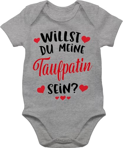 Baby Body Junge Mädchen - Patentante - Willst du meine Taufpatin sein? - rot - 1/3 Monate - Grau meliert - babybodys godi werden babysachen patin sein bz10 goti mein strampler patenkind auch von Shirtracer