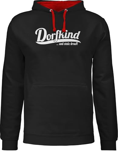 Pullover Herren Frauen Hoodie Kontrast zweifarbig - Sprüche Statement mit Spruch - Dorfkind und stolz drauf I Landleben I Dorfkinder - XS - Schwarz/Rot - landwirtin pulli sprüchen sprueche dorf Pullover Herren Frauen Hoodie Kontrast zweifarbig - Sprüche Statement mit Spruch - Dorfkind und stolz drauf I Landleben I Dorfkinder - XS - Schwarz/Rot - landwirtin pulli sprüchen sprueche dorf von Shirtracer