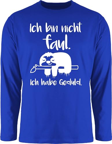 Langarmshirt Herren Langarm Shirt - Sprüche Statement mit Spruch - Ich Bin Nicht faul weiß - L - Royalblau - t-Shirt lustige t sprueche Sloth Longsleeve t-Shirts sprüchen faultier Tshirt Mann von Shirtracer