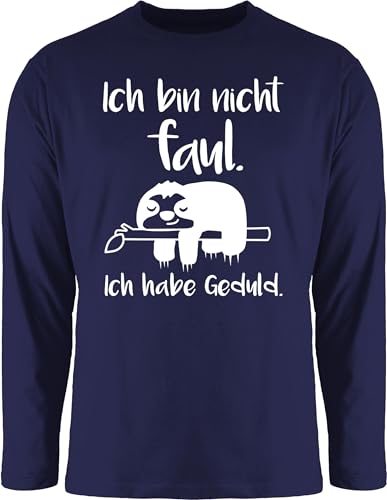 Langarmshirt Herren Langarm Shirt - Sprüche Statement mit Spruch - Ich Bin Nicht faul weiß - XXL - Navy Blau - t-Shirt lustige t sprueche Sloth Longsleeve t-Shirts sprüchen faultier Tshirt Mann von Shirtracer