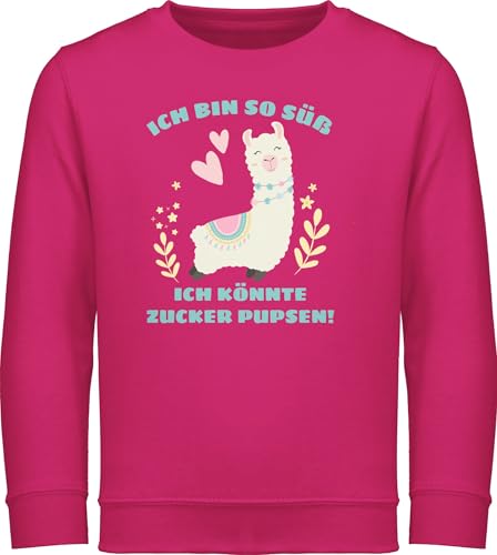 Sweatshirt Kinder Pullover für Jungen Mädchen - Statement Sprüche - Lama Ich Bin so süß ich könnte Zucker Pupsen - 140 (9/11 Jahre) - Fuchsia - Spruch Pups kinderpullover spruche Suess Sweater von Shirtracer