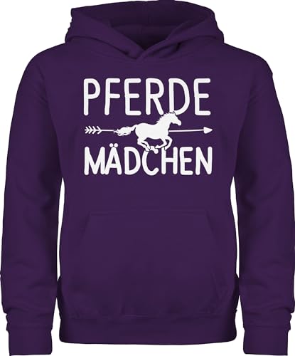 Kinder Hoodie Jungen - Pferd - Pferde Mädchen - Pferdemädchen - 128 (7/8 Jahre) - Lila - pferdepulli pferdepullover reiten fjordis pullover pferdepullies reithoodies pferdeliebhaber ich geh pulli von Shirtracer