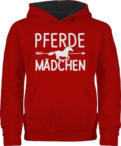 Shirtracer Pullover Kinder Hoodie Jungen - Pferd - Pferde Mädchen - Pferdemädchen - 152 (12/13 Jahre) - Rot/Schwarz - Geschenk mit pferden Pulli Pferdesport Pferde-Print (Pferd) reitzubehör Frau von Shirtracer