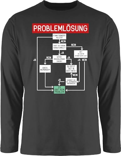 Langarmshirt Herren Langarm Shirt - Sprüche Statement mit Spruch - Problemlösung - weiß - M - Schwarz - lustige Longsleeves t sprueche problemlösungen Longsleeve die t-Shirt sprüchen spruechen von Shirtracer