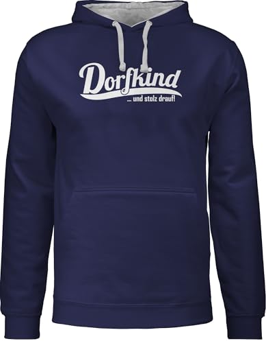 Pullover Herren Frauen Hoodie Kontrast zweifarbig - Sprüche Statement mit Spruch - Dorfkind und stolz Drauf I Landleben I Dorfkinder - XS - Navy Blau/Grau meliert - landwirtin Pulli sprüchen Pullover Herren Frauen Hoodie Kontrast zweifarbig - Sprüche Statement mit Spruch - Dorfkind und stolz Drauf I Landleben I Dorfkinder - XS - Navy Blau/Grau meliert - landwirtin Pulli sprüchen von Shirtracer