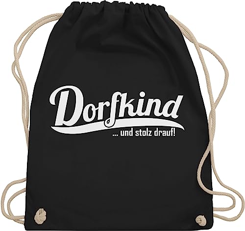 Turnbeutel Rucksack - Sprüche Statement mit Spruch - Dorfkind und stolz drauf - Unisize - Schwarz - rucksäcke bin beutel+rucksack+mit+sprüchen sprueche dorf beutel sprüchen spruche farm von Shirtracer