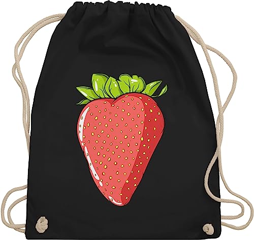 Turnbeutel Rucksack - Sprüche Statement - Erdbeere Erdebeer Erdbeeren Sommerfrüchte Geschenk - Unisize - Schwarz - erdbeertaschen mit aufschrift erdbeer beutel statements strawberry stoffrucksack von Shirtracer