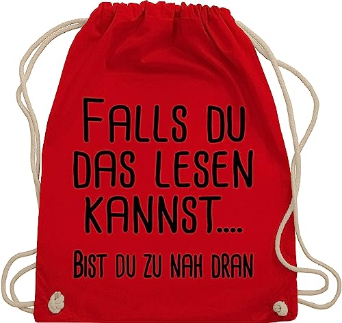 Turnbeutel Rucksack - Sprüche Statement mit Spruch - Falls du das lesen kannst... - Unisize - Rot - kannst bist stoffrucksack bedruckt sprüchen wenn stoffbeutel damen sprüche, beutelrucksack von Shirtracer