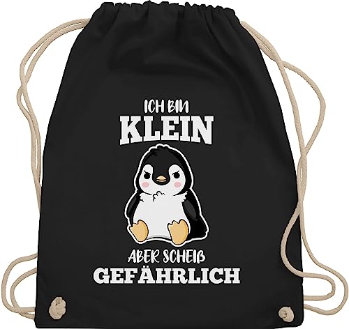 Shirtracer Turnbeutel Rucksack - Sprüche Statement mit Spruch - Ich bin klein aber scheiß gefährlich Pinguin weiß - Unisize - Schwarz - beutel+rucksack+mit+sprüchen sprueche kinder beutel sprüchen von Shirtracer