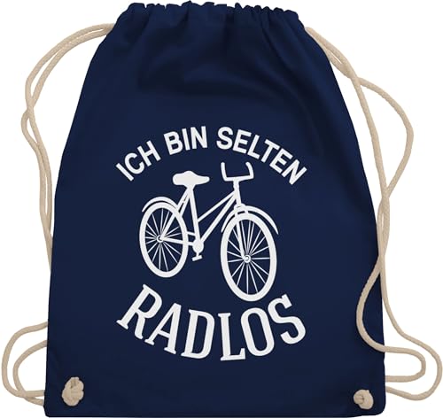 Turnbeutel Rucksack - Radsport - Taschen - Ich bin selten Radlos - Unisize - Navy Blau - rad beutel fahrrad beutelrucksäcke radfahrer baumwollbeutel fahrradfahrer mit kordelzug fahrradliebhaber von Shirtracer
