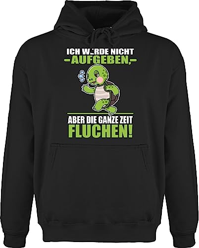 Hoodie Herren Pullover Männer - Sprüche Statement - Ich werde nicht aufgeben aber die ganze Zeit fluchen! - weiß - L - Schwarz - polovers polover hoodies/pullis mit bauchtasche flauschig kordel von Shirtracer