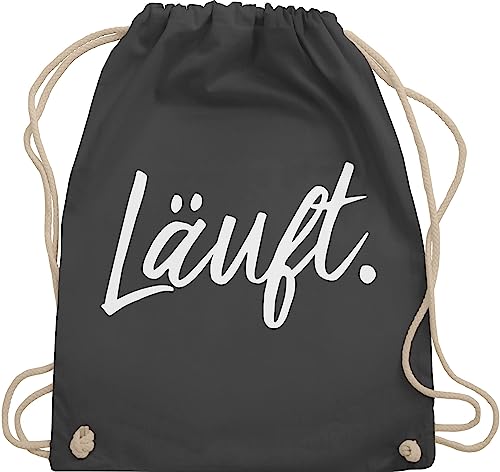Turnbeutel Rucksack - Sprüche - Läuft - Statement - Unisize - Dunkelgrau - lustige mit aufschrift typo beutel taschen statements laeuft stoffrucksack festival sprüchen￼ läuft. stoffbeutel kind von Shirtracer