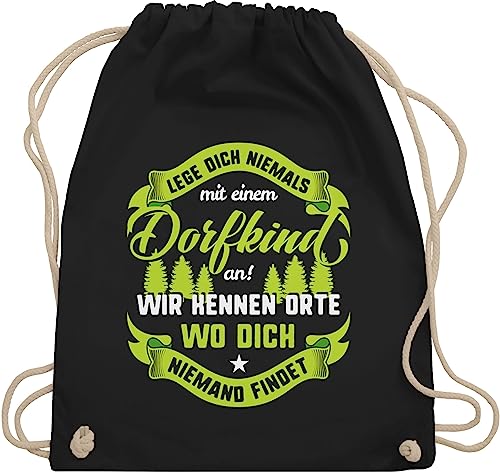 Shirtracer Turnbeutel Rucksack - Sprüche Statement Spruch - Lege dich nie mit einem Dorfkind an V2 - Unisize - Schwarz - beutel+rucksack+mit+sprüchen sprueche dorf beutel sprüchen spruechen bauer von Shirtracer
