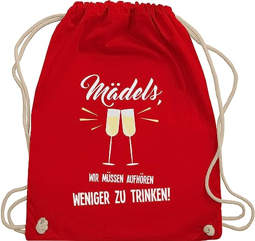 Turnbeutel Rucksack - Sprüche Statement - Mädels Wir müssen aufhören weniger zu trinken - Unisize - Rot - damen lustig junggesellinnenabschied outfit jungesellinnenabschied saufi rucksäcke von Shirtracer