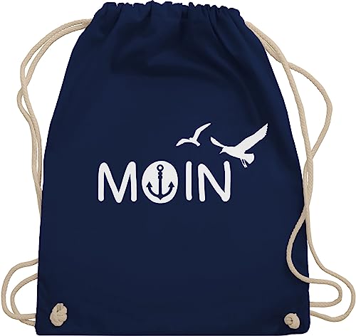 Shirtracer Turnbeutel Rucksack - Sprüche Statement - Moin Moin Hamburg Maritime Nordsee Geschenk - Unisize - Navy Blau - beutel kinder moinzen taschen moin,moin turnen tasche norddeutsche sportbeutel von Shirtracer