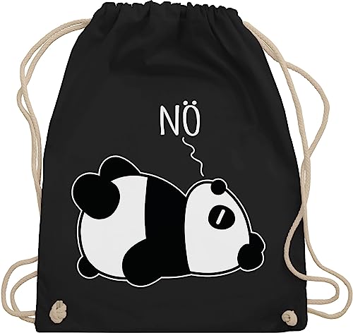Shirtracer Turnbeutel Rucksack - Sprüche Statement - Nö - Panda - weiß - Unisize - Schwarz - baumwolle mit spruch statements nein beutel sprüchen￼ pandabär stoffbeutel spruche panda-motiv rucksäcke von Shirtracer