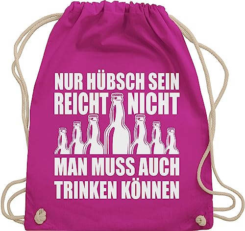 Turnbeutel Rucksack - Sprüche Statement mit Spruch - Nur hübsch sein reicht nicht - Unisize - Fuchsia - trink stoffbeutel festival damen bedruckt sprüchen feiern stoffrucksack lustig von Shirtracer