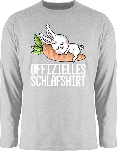 Langarmshirt Herren Langarm Shirt - Sprüche Statement - Offizielles Schlafshirt mit Hase weiß - 3XL - Grau meliert - lustige schlafshirts Statements Hasen Shirts Schlaf Oberteile sprüchen￼ von Shirtracer
