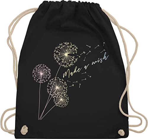 Turnbeutel Rucksack - Sprüche Statement - Pusteblume Flower - Unisize - Schwarz - beutel mit blumenmuster statements wish stoffrucksack damen floral sprüchen￼ wish. stoffbeutel groß blumen kind von Shirtracer