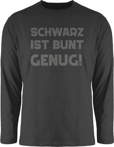 Langarmshirt Herren Langarm Shirt - Sprüche Statement mit Spruch - Schwarz ist bunt genug - XL - Schwarz - t-Shirt Druck t sprueche Geek Tshirt Faschings t-Shirts spruechen Nerd Shirts lustige von Shirtracer