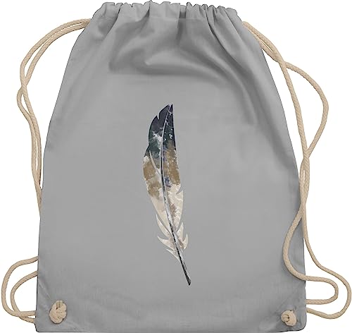 Shirtracer Turnbeutel Rucksack - Sprüche Statement - Wasserfarben Feder Druck - Unisize - Hellgrau - stoffbeutel mit kordelzug stofftasche baumwolle gym bags sport beutel sackpack turnsackl rucksäcke von Shirtracer