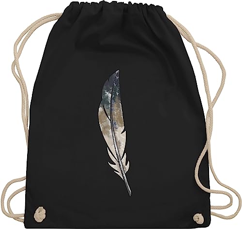 Turnbeutel Rucksack - Sprüche Statement - Wasserfarben Feder Druck - Unisize - Schwarz - festivalbeutel mit aufschrift natur beutel statements hippie stoffrucksack sprüchen￼ federn stoffbeutel von Shirtracer