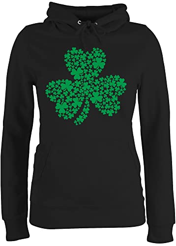 Pullover Damen Hoodie Frauen - St. Patricks Day - Dreiblättriges Kleeblatt Shamrock - L - Schwarz - Hoddies/pullies Irish st hudis irische Produkte Patrick's Hoody st.Patrick Hoodys irischer von Shirtracer