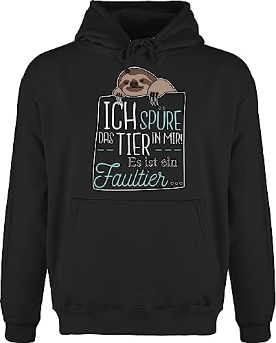 Hoodie Herren Pullover Männer - Sprüche Statement - Ich spüre das Tier in mir es ist ein Faultier - 5XL - Schwarz - fun-kapuzenpullover sachen mit spruch faultier, kapuzensweatshirt sloth pullis von Shirtracer