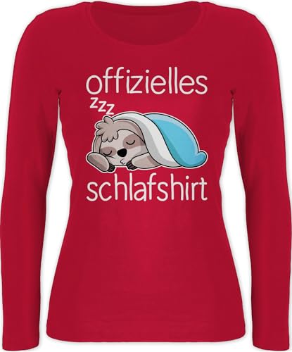 Langarmshirt Damen - Sprüche Statement - Offizielles Schlafshirt mit Faultier - weiß - L - Rot - Langarm-Schlafshirt Shirt Langarm Statements Schlaf Shirts schlafshirts sprüchen￼ schlafen von Shirtracer