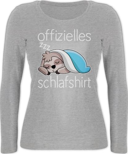 Langarmshirt Damen - Sprüche Statement - Offizielles Schlafshirt mit Faultier - weiß - L - Grau meliert - Langarm-Schlafshirt Shirt Langarm Statements Schlaf Shirts schlafshirts sprüchen￼ von Shirtracer