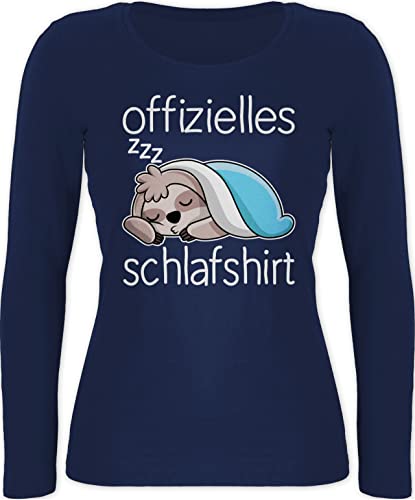 Langarmshirt Damen - Sprüche Statement - Offizielles Schlafshirt mit Faultier - weiß - S - Marineblau - Schlaf Oberteil Statements schlafen t-Shirt Langarm schlafshirts Spruch schnarch bctw071 von Shirtracer