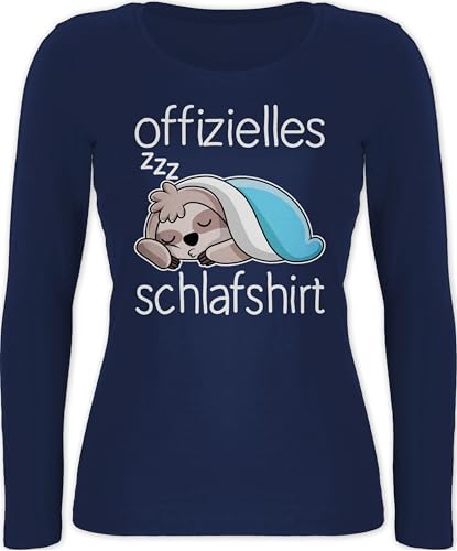 Langarmshirt Damen - Sprüche Statement - Offizielles Schlafshirt mit Faultier - weiß - S - Marineblau - Langarm-Schlafshirt Shirt Langarm Statements Schlaf Shirts schlafshirts sprüchen￼ von Shirtracer