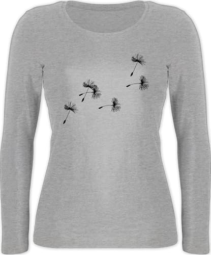 Langarmshirt Damen - Sprüche Statement - Pusteblume Löwenzahn Samen - XL - Grau meliert - Shirt Langarm Pflanze Pflanzen Shirts Blumen blumenkind Plant pusteblumen Plants Blume Flowers von Shirtracer