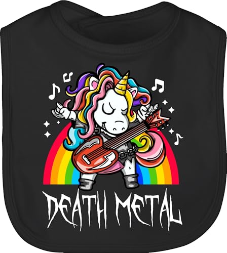 Baby Lätzchen - Sprüche - Death Metal Einhorn - Unisize - Schwarz - lustige babysachen spruch heavy sabberlatz babykleidung mit süßen sprüchen spruche unicorn kinderlatz geschenke zur geburt von Shirtracer